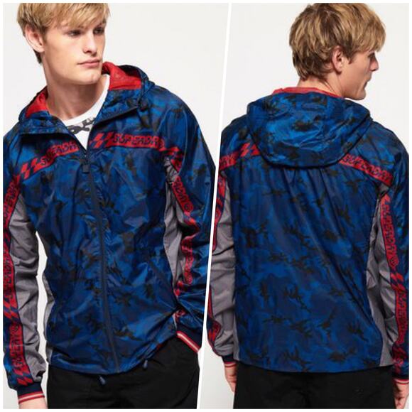 Superdry | Men | Hawk Color Block Cagoule Royal Camo Hooded Jacket | Size Small - Picture 16 of 16